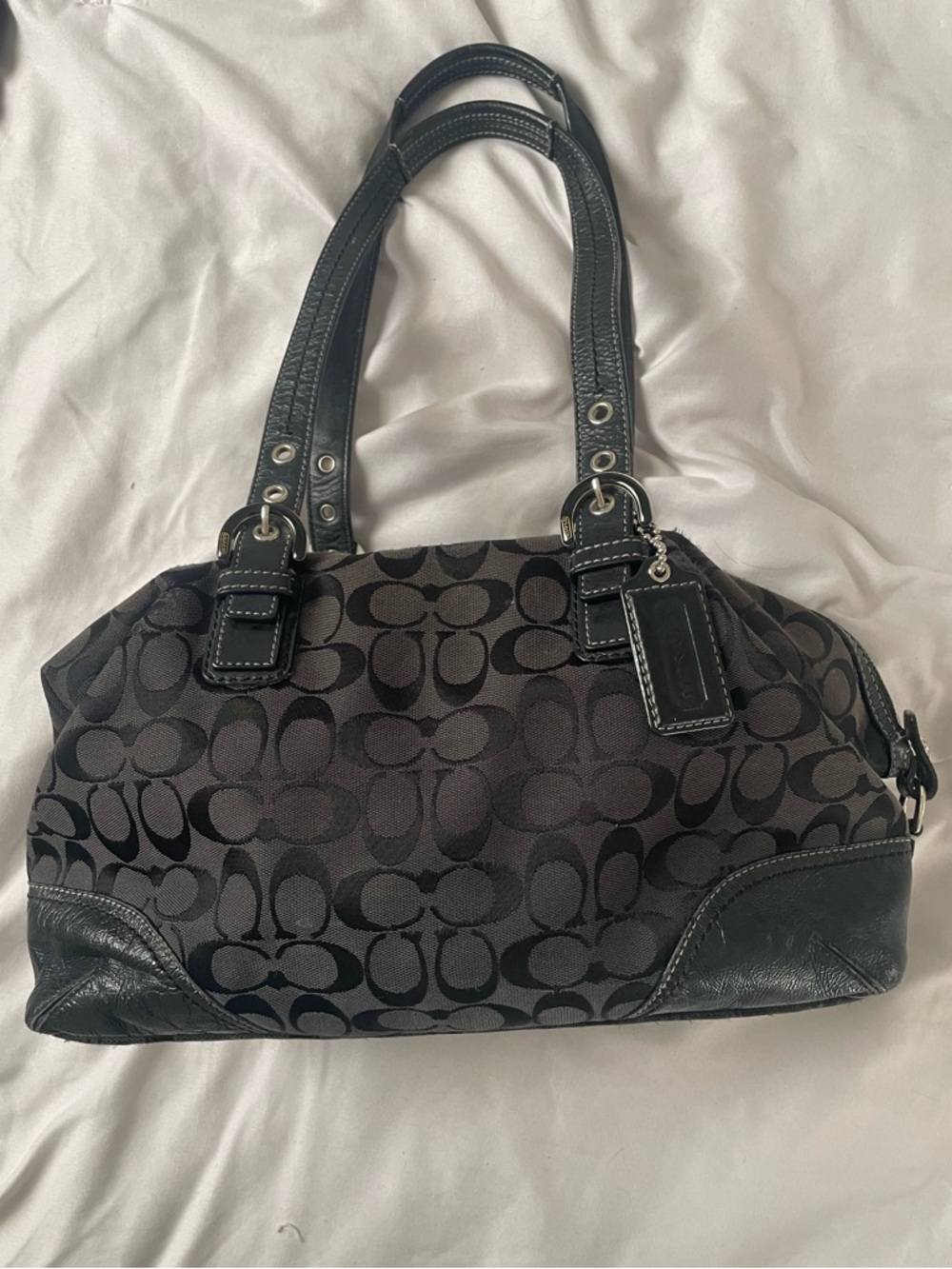 Coach Black Signature Jacquard Shoulder Tote